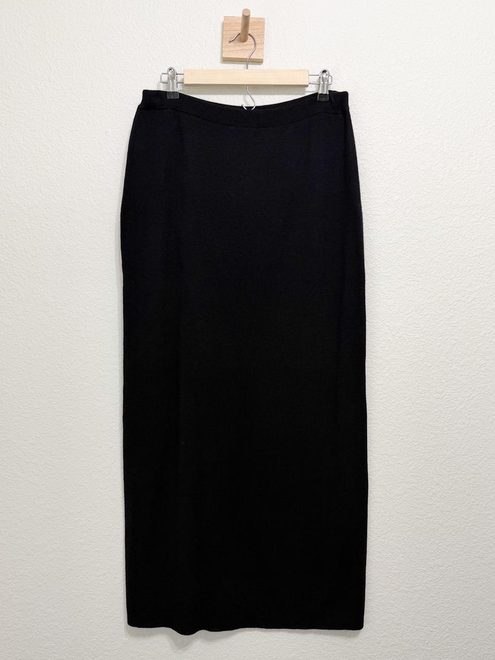 Vintage NWT Chicos Merino Wool Knit Maxi Skirt Black Large